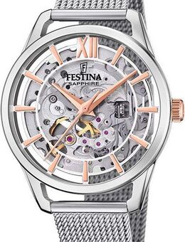 Festina Automatikuhr Automatik F20627/1, Armbanduhr, Damenuhr, mechanische Uhr, Edelstahlarmband