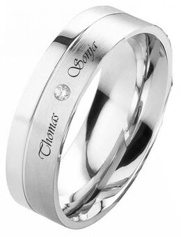 Damenring Edelstahl DE195 mit Diamant - Aholming