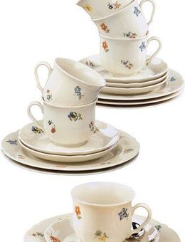 Seltmann Weiden Kaffeeservice Geschirr-Set, Service Marieluise (18-tlg), 6 Personen, Porzellan, Teller, Tasse, Untertasse Made in Germany, 18 Teile, für 6 Personen