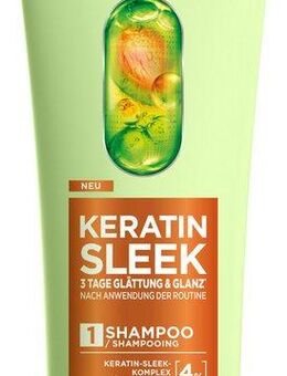 GARNIER Haarshampoo Garnier Fructis Keratin Sleek Shampoo, Packung, 6-tlg., Für trockenes, zu Frizz neigendes Haar, glättet Haarfaser, vegan.