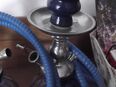 1 Schlauch Shisha blau 25 cm, Rauchsäule und Halter aus Metall in 59590