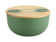 KESPER® Salatschüssel Salatschale mit Deckel und Salatbesteck, Polypropylen, (Set, 4-tlg), Deckel aus FSC®-zertifiziertem Bambus