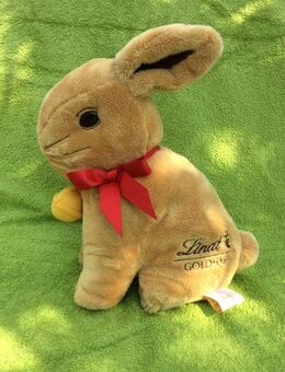 Lindt - GOLDHASE  Stoff - Plüsch  mit Glöckchen und Geheimfach unter dem Bauch - Gladbeck