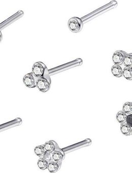 Firetti Nasenpiercing-Set Multipack Schmuck Geschenk Edelstahl Piercing Nasenstecker Flower (Set, 7-tlg), mit Preciosa Crystal