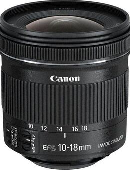 Canon EF-S 10-18mm f/4.5-5.6 IS STM Zoomobjektiv, (Passend für Canon EOS EF-S System Kameras (z.B. EOS 250D)