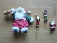 Weihnachtsmann und 3 Keramik Figuren - Halbemond