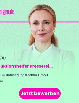 Produktionshelfer Presserei (m/w/d) - Ense