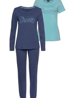 Vivance Dreams Pyjama (Set, 3 teilig) mit Frontschriftzug