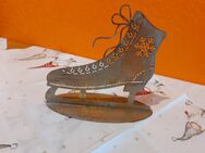 %% Shabby Deko Schlittschuh Metall Gold farbig Winter - Weihnachten Deko - Rheinbach