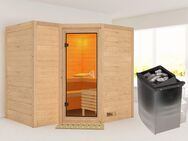 Karibu Sauna Sanna 2, BxTxH: 236 x 184 x 209 cm, 40 mm, (Set) 9-kW-Ofen mit integrierter Steuerung