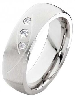 Damenring Edelstahl DE147 mit Zirkonias - Aholming