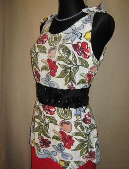 NEUw * Flower- Power * Blüten * Long * Träger * Top * T- Shirt "Zill" Gr. 38- 40/ S- M * weiß * bunt * - Riedlingen