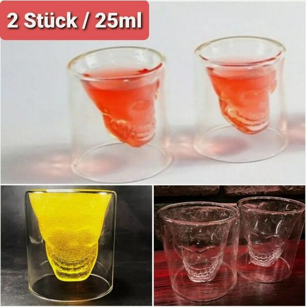 Kreatives Schnapsglas 3D Skelettkopf Totenkopf Form Gläser 25ml Likörglas 2 Stück  14,90 €* - Villingen-Schwenningen