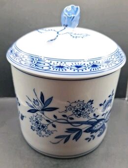 Hutschenreuther Porzellan Zwiebel-Dose inkl. Deckel weiß-blau Muster 16cm hoch - Essen