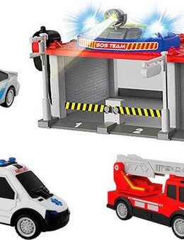 Happy People Spiel-Parkgarage SOS Station, inkl. 3 Fahrzeuge, mit Licht- und Soundeffekten