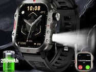 Outdoor-Sport-Smartwatch, 2,01-Zoll-HD-Bildschirm, LED-Taschenlampe, Bluetooth-Anruf-Smartwatch für Männer und Frauen - Heilbronn