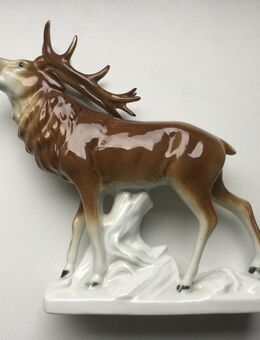 Carl Scheidig Porzellan Sammler Figur Röhrender Hirsch - Fulda