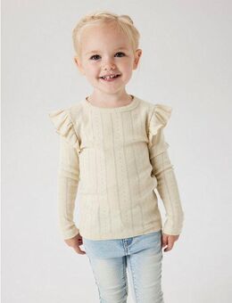 Name It Longtop NMFJULIA LS SLIM TOP NOOS mit tollem Volant an der Schulter und im süßen Ajourstrick-Design