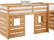 Lüttenhütt Hochbett Alpi aus Kiefernholz, inklusive Leiter und Panel, Außenmaßenbreite 103 cm