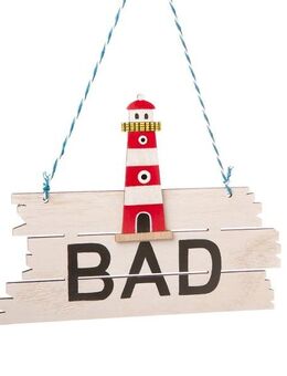 Schönes Türschild Bad mit Leuchtturm Hängeschild Badezimmer - München