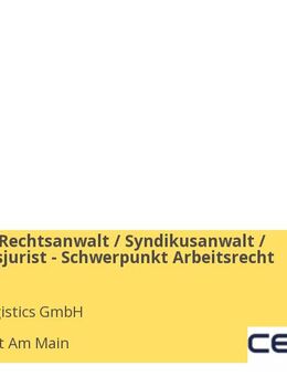 Volljurist / Rechtsanwalt / Syndikusanwalt / Wirtschaftsjurist - Schwerpunkt Arbeitsrecht (m/w/d) - Frankfurt (Main)