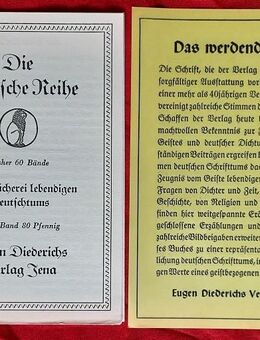 Eugen Diederichs Verlag Jena – 2 alte, seltene Verlagsprospekte - Niederfischbach