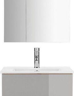 welltime Badmöbel-Set Lund Badmöbel Set Badschrank Badezimmerset, (Komplett-Set), Spiegelschrank, Waschtisch und Waschbecken Breite 60cm