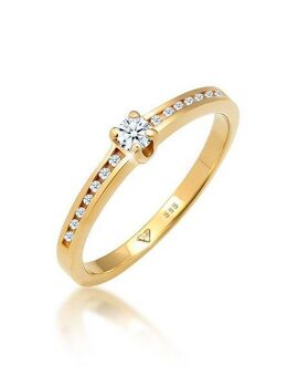 Elli DIAMONDS Verlobungsring Diamant Weiß Brillantschliff (0.18 ct) 585 Gelbgold