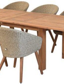 MERXX Garten-Essgruppe »Arrone«, (Set, 9-tlg., Tisch doppelt ausziehbar: 100x 180/220/260x 75 cm), Sesselbeine aus Akazienholz, Beine 9x9 cm, Tischplatte 3 cm