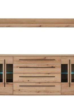 INOSIGN Wohnwand Cantara, moderne Anbauwand, Wohnzimmer-Set, in Eiche Evoke oder Weiß, (Set), enthält zwei Vitrinen, ein Sideboard und ein Wandboard