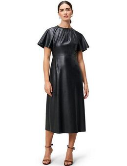 Zero Midikleid Damen Midikleid in Lederoptik drapiert /gerafft