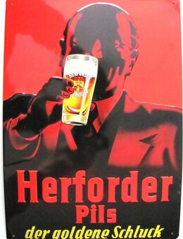 Herforder Brauerei - ......... Pils der goldene Schluck - Blechschild 20 x 30 cm - Doberschütz