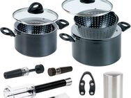 Genius Topf-Set Cerafit Magic Pot inkl. Wein- und Flaschenöffner, Set 11-tlg., (Set, 11-tlg., Flaschenöffner, Magic Pot, Set 6-tlg., Ø 20+24 cm, Weinöffner), Kochtöpfe mit integriertem Sieb. Flaschen- und Weinöffner