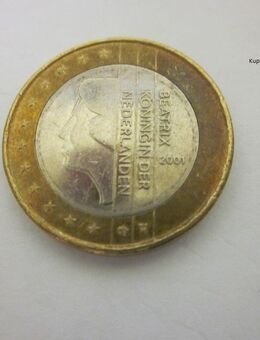 Niederlande 1 €uro 2001 -Materialfehler- beidseitig kupferfarbener Rand- s. Bild - Mahlberg