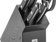 Zwilling Messerblock Gourmet (6tlg), Messerblock mit 4 Messern + 1 Schere, Buche, Sonderschmelze, Schwarz