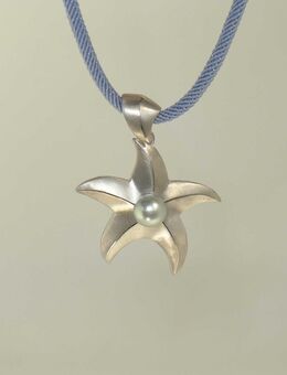 Seestern Anhänger bzw. Collier Silber 925 mit grauer Perle und blauem Halsreif - Ingelheim (Rhein) Zentrum