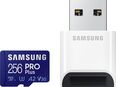 Speicherkartenleser USB 3.0 Typ A, Samsung MicroSD Laufwerk, 256GB MicroSDXC Samsung PROPlus, A2, V30, UHS 3, mit einer Datenübertragung von bis zu 160MB/s Lese- und 130MB/s Schreibgeschwindigkeit in 90763
