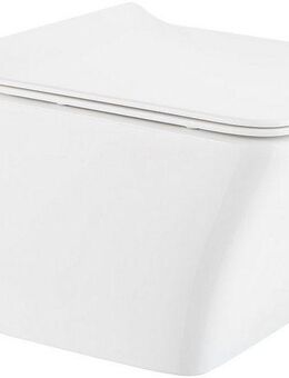 welltime Tiefspül-WC Trento eckig, wandhängend, Spülrandloses Tiefspül-WC, inkl. ToilettenSitz mit Softclose.