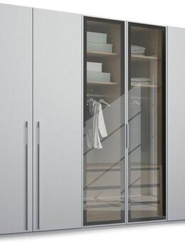 rauch Drehtürenschrank Kleiderschrank Schrank Garderobe SKAT SHINE mit hochwertigem, transparentem Grauglas inkl. umfangreichem Zubehör MADE IN GERMANY