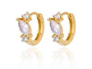 ☝️☝️☝️ Ohrringe, Creole, elegant, Zirkonia, Edelstahl Gold, NEU ⭐⭐⭐⭐⭐ - Gersthofen