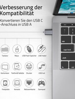 OTG Adapter, USB 3.1 Typ C Stecker, USB 3.1 Typ A Buchse, sehr robuste Ausführung mit einem Aluminiumgehäuse, schwarz - Fürth