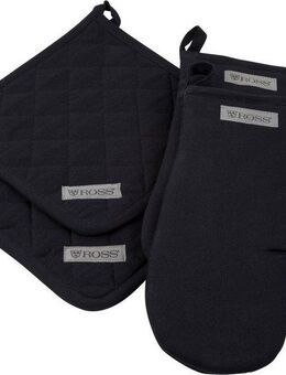 ROSS Topflappen Exclusiv, (Set, 4-tlg), 2x Topflappen und 2x Grillhandschuh, 100% Baumwolle