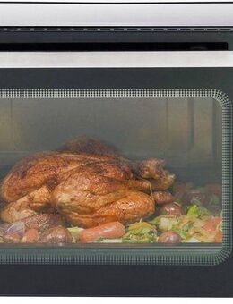 bestron Minibackofen 2-in-1 Gerät, mit Drehspieß, 1500 W, Edelstahl, Schwarz