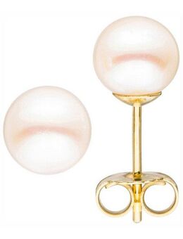 JOBO Paar Ohrstecker, 333 Gold mit Süßwasser-Zuchtperlen 6 mm