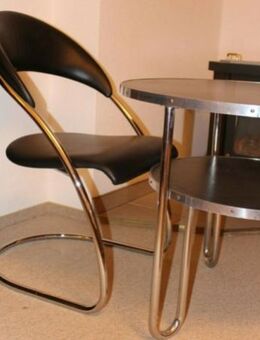 THONET 4 x Freischwinger ST 14 Bauhaus Leder & Mauser Schlaufentisch Design Stahlrohr Stuhl - Zeuthen