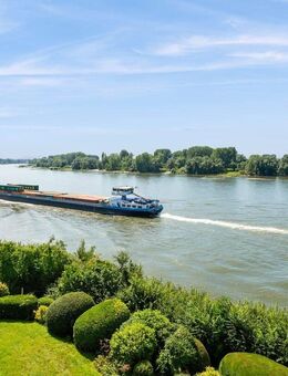 Rheinlage pur, unverbaubarer Panoramablick auf Rhein und Auen. - Düsseldorf