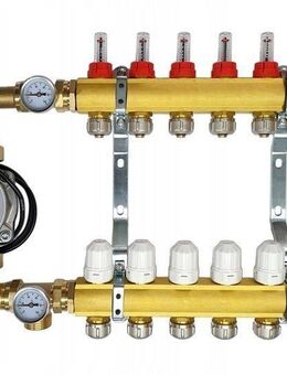 Heizkreisverteiler Messingverteiler für 6-Kreis Fußbodenheizung mit Esbe-Mischventil und Wilo Pumpengruppe Set - Wuppertal