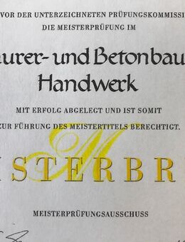 Maurermeister Konzessionsträger technischer Betriebsleiter bietet Zusammenarbeit an! - Zusmarshausen
