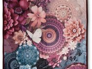 Plaid Asher, hip, Weich, Kuscheldecke, 130x160 cm, Wendeoptik, Mandala, Blumen, Bordeaux
