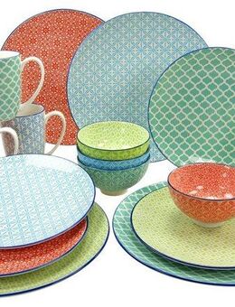 CreaTable Kombiservice Geschirr-Set Mediterran (16-tlg), 4 Personen, Steinzeug, Service, 16 Teile, für 4 Personen